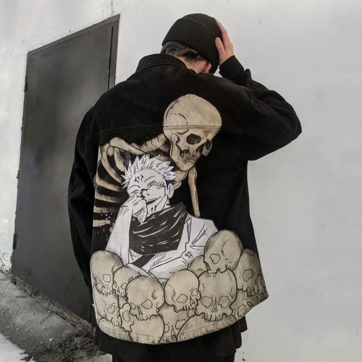 Hand-Painted Graphic Denim Jacket